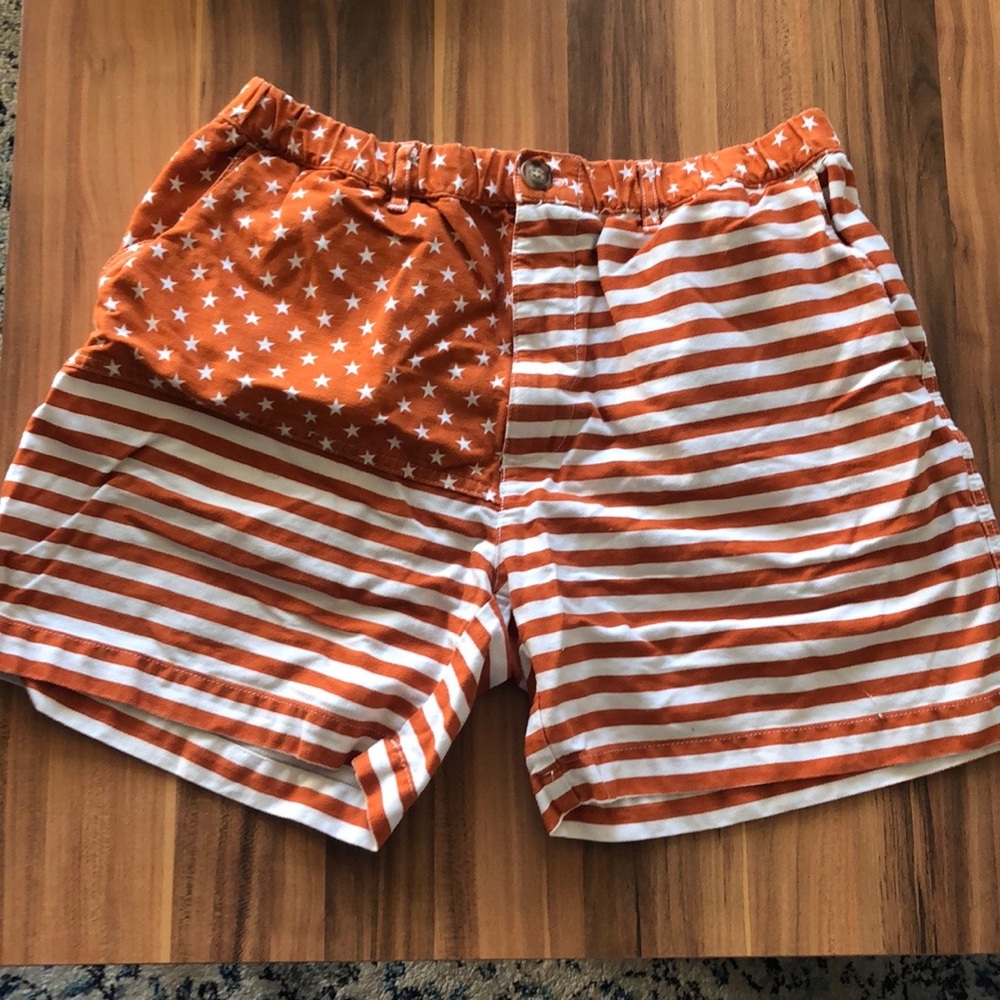 Chubbies Orange American flag shorts. Size L